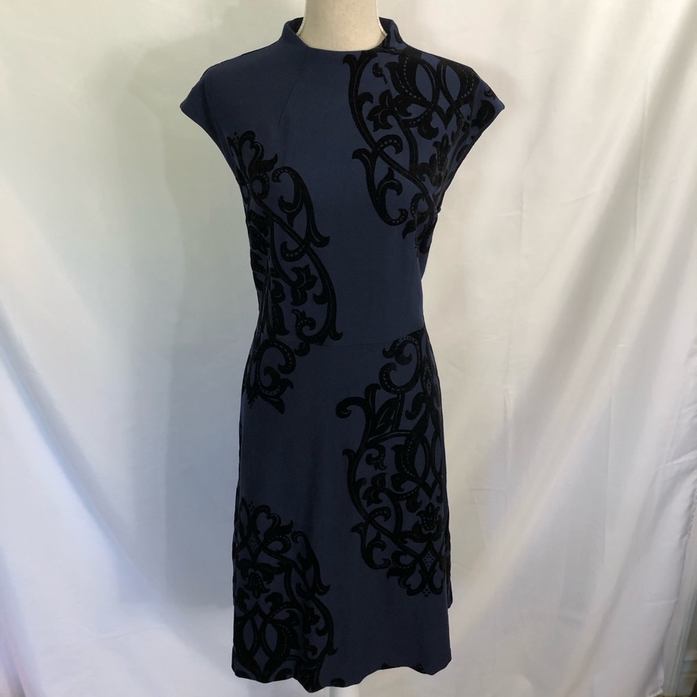 Chico's Flocked Mock Neck Dress Scrolls New Size 2